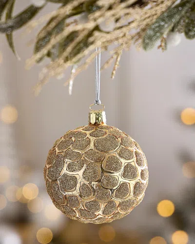 Exclusive Glitter-embellished Matte Gold Ball Christmas Ornament In Brown