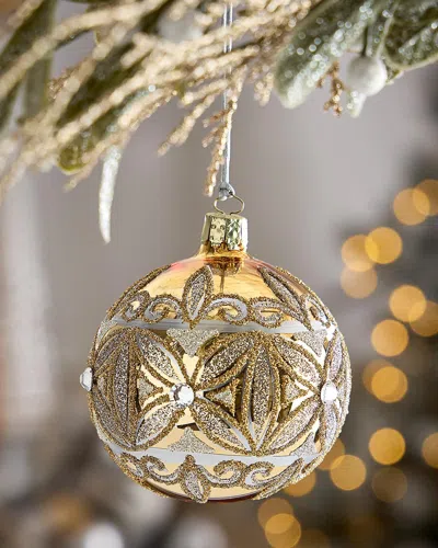 Exclusive Glitter-embellished Shiny Gold Ball Christmas Ornament