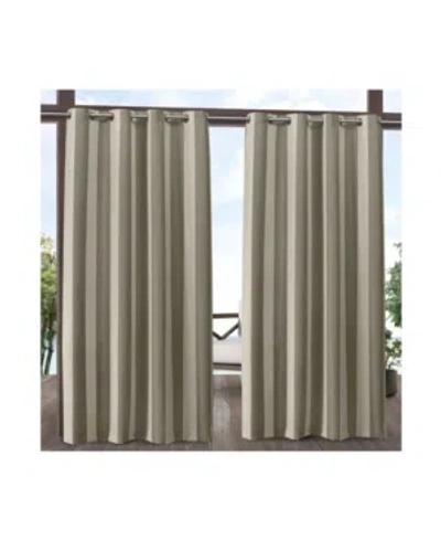 Exclusive Home Canopy Stripe Indoor/outdoor Grommet Top Curtain Panel Pair, 54" X 96" In Beigekhaki