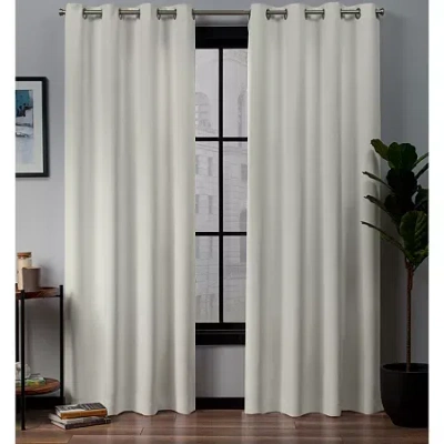 Exclusive Home Curtains Academy Grommet Top Blackout Set Of 2 Curtain Panel In White