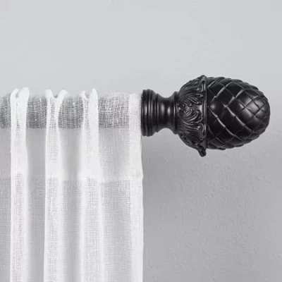 Exclusive Home Curtains Acorn 1 In Adjustable Curtain Rod In Black