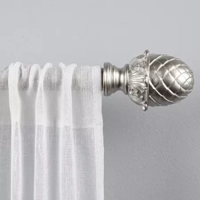 Exclusive Home Curtains Acorn 1 In Adjustable Curtain Rod In Silver