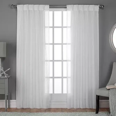 Exclusive Home Curtains Belgian Pinch Pleat Sheer Set Of 2 Curtain Panel In White