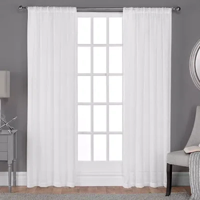 Exclusive Home Curtains Belgian Rod Pocket Sheer Set Of 2 Curtain Panel In White