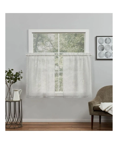 Exclusive Home Curtains Belgian Sheer Rod Pocket Tier Curtain Panel Pair, 26" X 36", Set Of 2 In Silver-tone