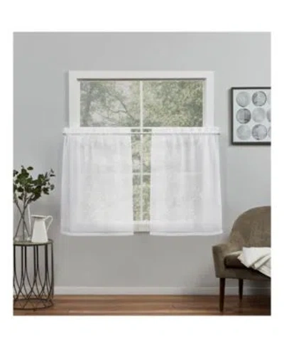 Exclusive Home Curtains Belgian Sheer Rod Pocket Tier Curtain Panel Pair Set Of 2 In Silver-tone