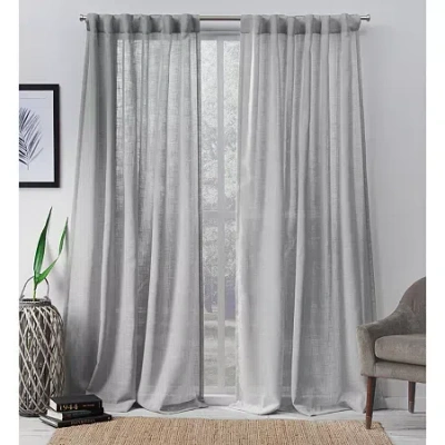 Exclusive Home Curtains Bella Tab Top Sheer Set Of 2 Curtain Panel In Gray
