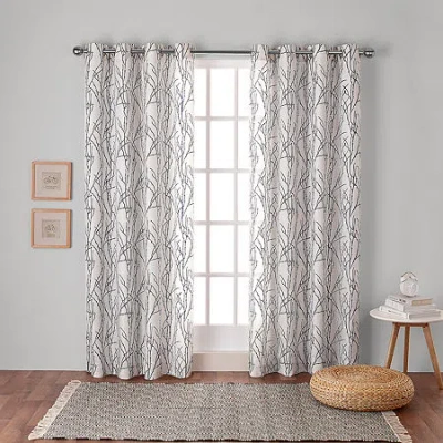 Exclusive Home Curtains Branches Grommet Top Light-filtering Set Of 2 Curtain Panel In Gray