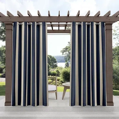 Exclusive Home Curtains Canopy Stripe Grommet Top Light-filtering Set Of 2 Outdoor Curtain Panel In Multi