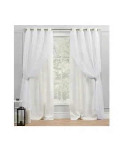 Exclusive Home Curtains Catarina Layered Solid Blackout And Sheer Grommet Top Curtain Panel Pair, 52" X 84" In Off-white