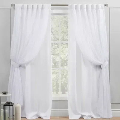 Exclusive Home Curtains Catarina Tab Top Room Darkening Set Of 2 Curtain Panel In White