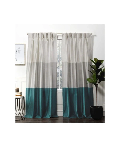 Exclusive Home Curtains Chateau Striped Faux Silk Pinch Pleat Curtain Panel Pair, 27" X 96" In Medium Gre