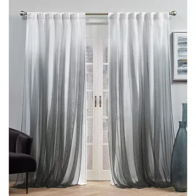 Exclusive Home Curtains Crescendo Tab Top Room Darkening Set Of 2 Curtain Panel In Black