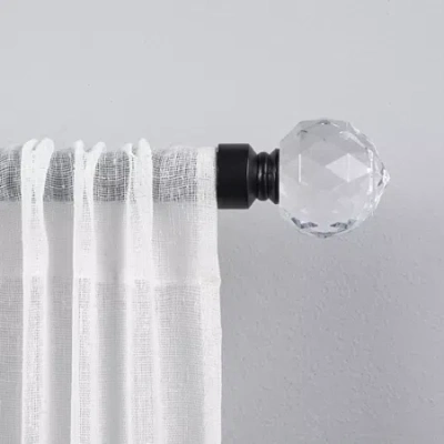 Exclusive Home Curtains Crystal Ball 1 In Adjustable Curtain Rod In Black