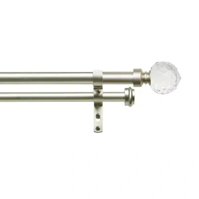 Exclusive Home Curtains Crystal Ball/topper Double Curtain Rod In Silver
