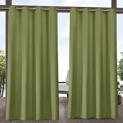 Exclusive Home Curtains Delano Grommet Top Light-filtering Set Of 2 Outdoor Curtain Panel In Green