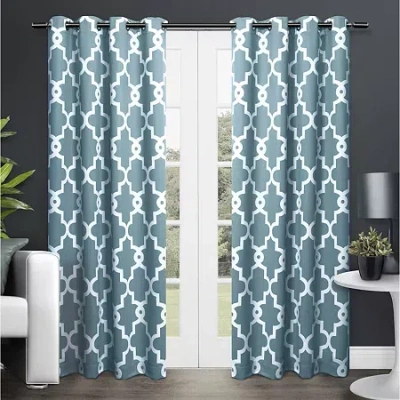 Exclusive Home Curtains Ironwork Grommet Top Energy Saving Blackout Set Of 2 Curtain Panel In Green