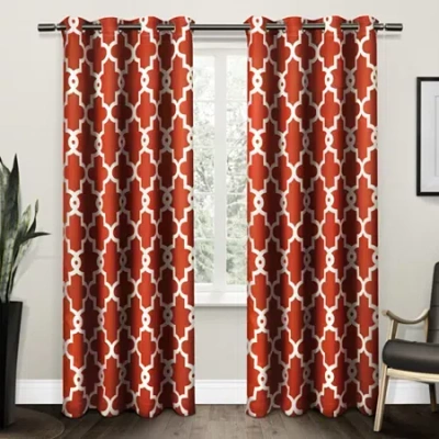 Exclusive Home Curtains Ironwork Grommet Top Energy Saving Blackout Set Of 2 Curtain Panel In Orange
