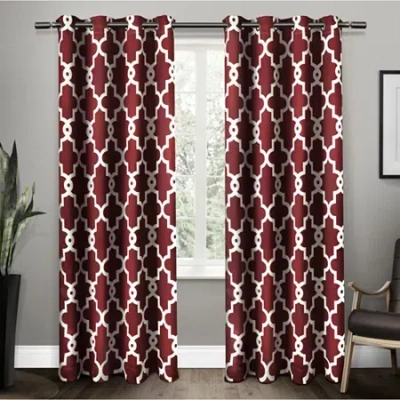 Exclusive Home Curtains Ironwork Grommet Top Energy Saving Blackout Set Of 2 Curtain Panel In Red