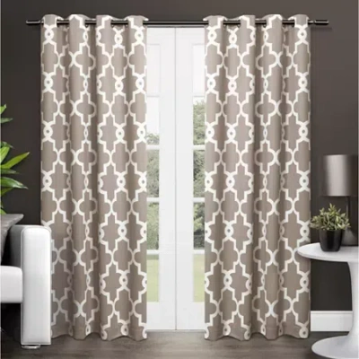 Exclusive Home Curtains Ironwork Grommet Top Energy Saving Blackout Set Of 2 Curtain Panel In Sand