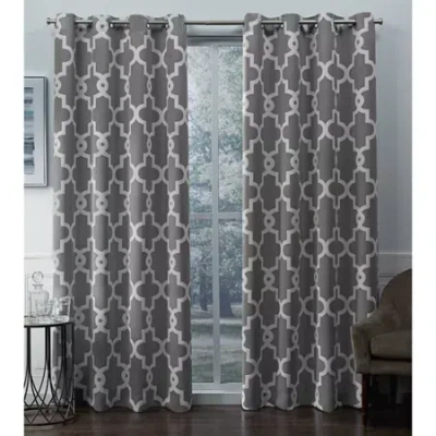 Exclusive Home Curtains Ironwork Grommet Top Energy Saving Blackout Set Of 2 Curtain Panel In Silver