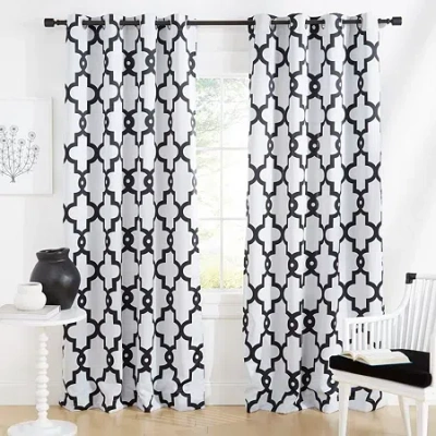 Exclusive Home Curtains Ironwork Grommet Top Energy Saving Blackout Set Of 2 Curtain Panel In White