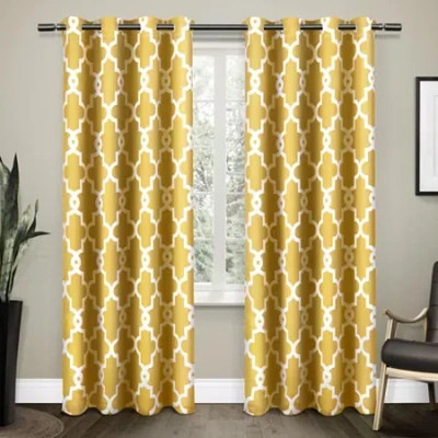 Exclusive Home Curtains Ironwork Grommet Top Energy Saving Blackout Set Of 2 Curtain Panel In Yellow