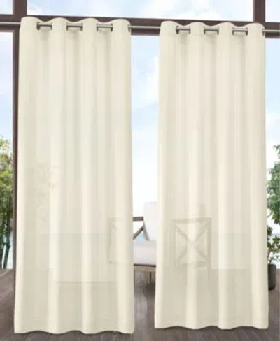 Exclusive Home Curtains Miami Textured Indoor Outdoor Grommet Top Curtain Panel Pair In Ivory