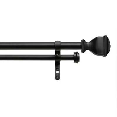 Exclusive Home Curtains Napoleon/topper Double Double Curtain Rod In Black