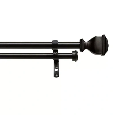 Exclusive Home Curtains Napoleon/topper Double Double Curtain Rod In Brown