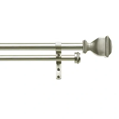 Exclusive Home Curtains Napoleon/topper Double Double Curtain Rod In Silver
