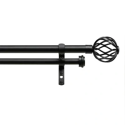 Exclusive Home Curtains Ogee/topper Double Double Curtain Rod In Black
