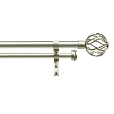 Exclusive Home Curtains Ogee/topper Double Double Curtain Rod In Silver