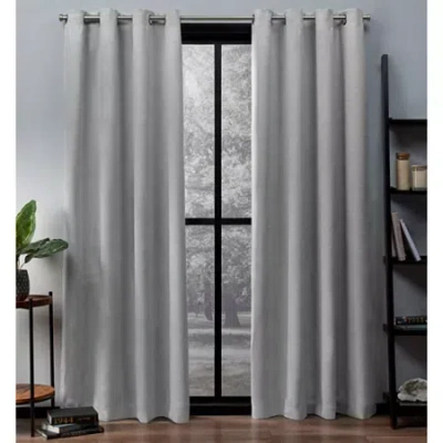 Exclusive Home Curtains Oxford Grommet Top Energy Saving Blackout Set Of 2 Curtain Panel In Silver