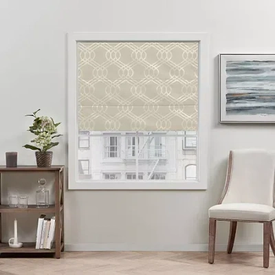 Exclusive Home Curtains Prague Trellis Cordless Blackout Roman Shade In Sand