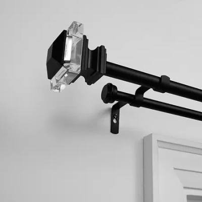 Exclusive Home Curtains Prism/topper Double Curtain Rod In Black