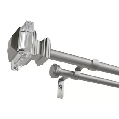 Exclusive Home Curtains Prism/topper Double Double Curtain Rod In Silver