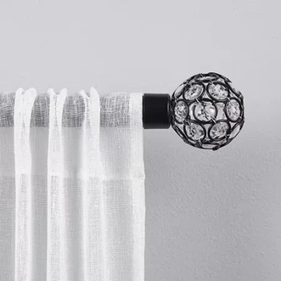 Exclusive Home Curtains Rings 1 In Adjustable Curtain Rod In Black