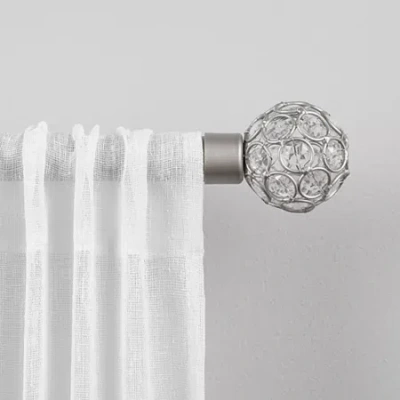 Exclusive Home Curtains Rings 1 In Adjustable Curtain Rod In Silver