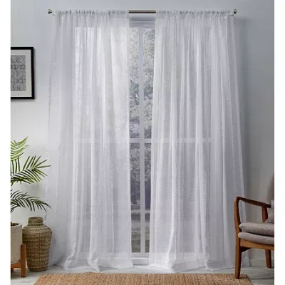 Exclusive Home Curtains Santos Rod Pocket Sheer Set Of 2 Curtain Panel In White