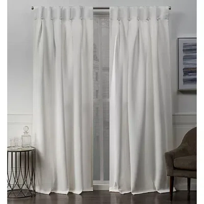 Exclusive Home Curtains Sateen Button Back Tab Energy Saving Blackout Set Of 2 Curtain Panel In Sand