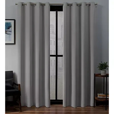 Exclusive Home Curtains Sateen Grommet Top Blackout Set Of 2 Curtain Panel In Gray