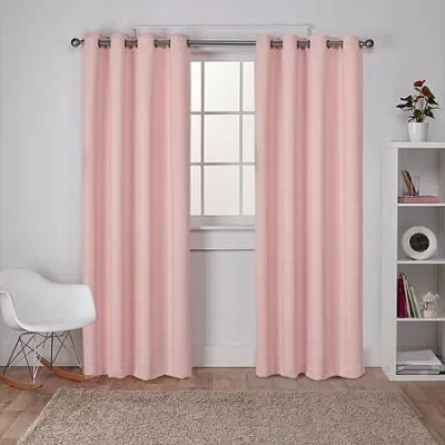 Exclusive Home Curtains Sateen Grommet Top Blackout Set Of 2 Curtain Panel In Pink