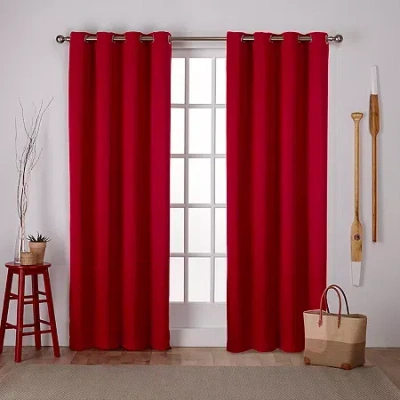 Exclusive Home Curtains Sateen Grommet Top Blackout Set Of 2 Curtain Panel In Red