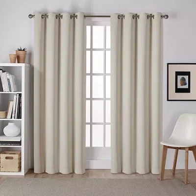 Exclusive Home Curtains Sateen Grommet Top Blackout Set Of 2 Curtain Panel In Sand