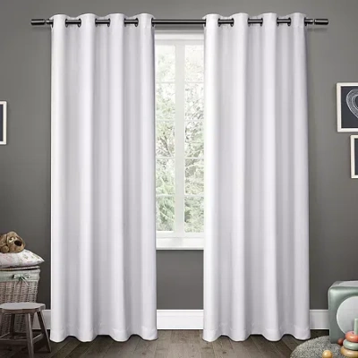 Exclusive Home Curtains Sateen Grommet Top Blackout Set Of 2 Curtain Panel In White