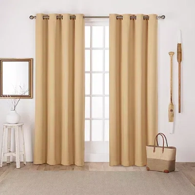 Exclusive Home Curtains Sateen Grommet Top Blackout Set Of 2 Curtain Panel In Yellow