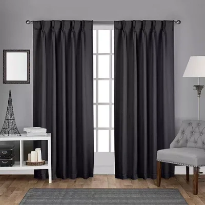 Exclusive Home Curtains Sateen Pinch Pleat Energy Saving Blackout Set Of 2 Curtain Panel In Gray