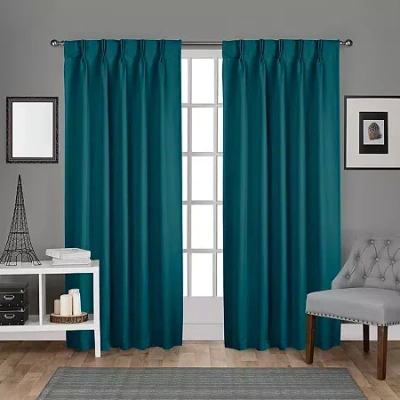 Exclusive Home Curtains Sateen Pinch Pleat Energy Saving Blackout Set Of 2 Curtain Panel In Green