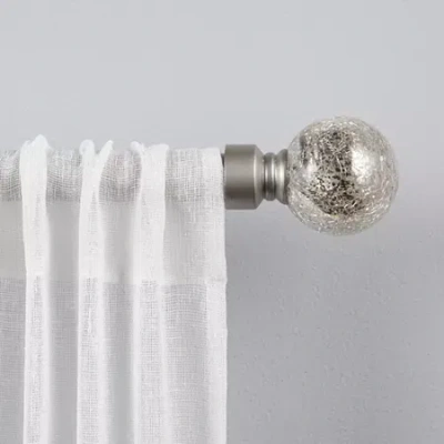 Exclusive Home Curtains Silver Aged Sphere 1 In Adjustable Curtain Rod